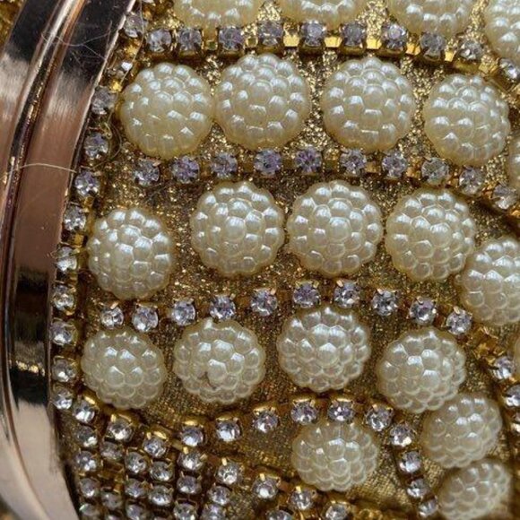 ROUND GOLD BEADED Evening clutch purse - Picture 4 of 6